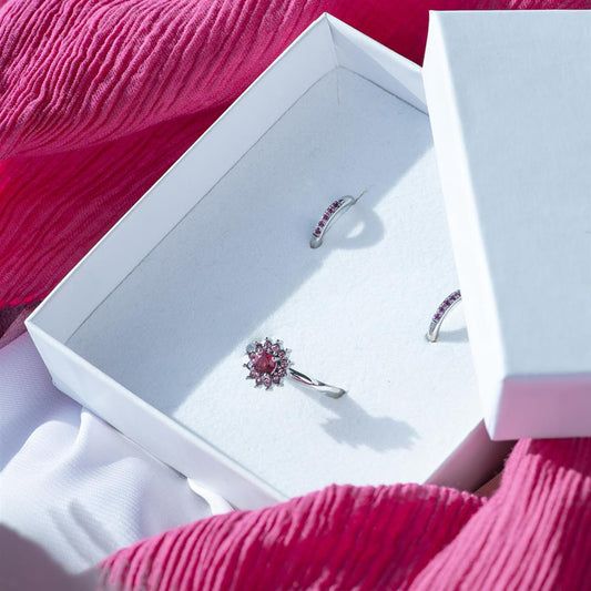 iXXXi Fame Lucia Ring Set Silver/Fuchsia