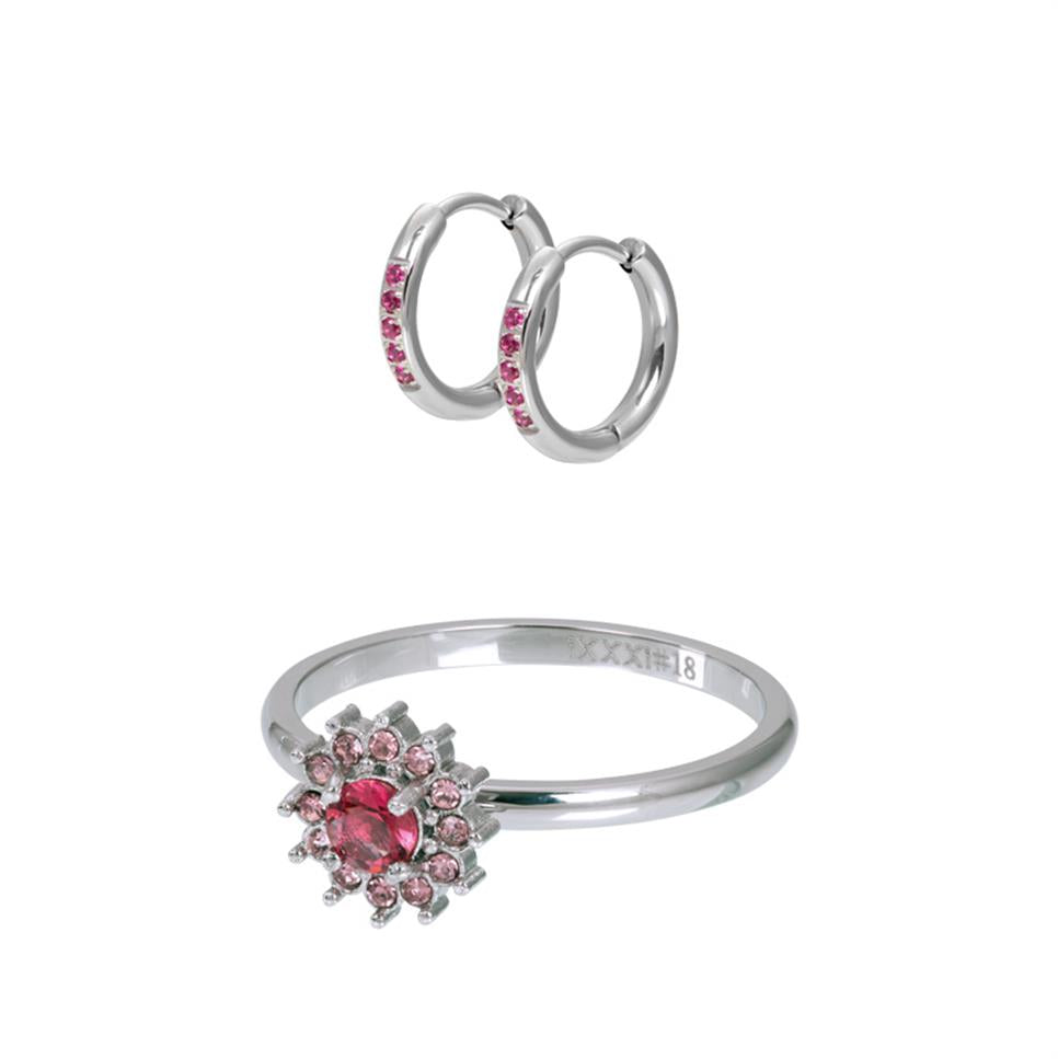 iXXXi Fame Lucia Ring Set Silver/Fuchsia