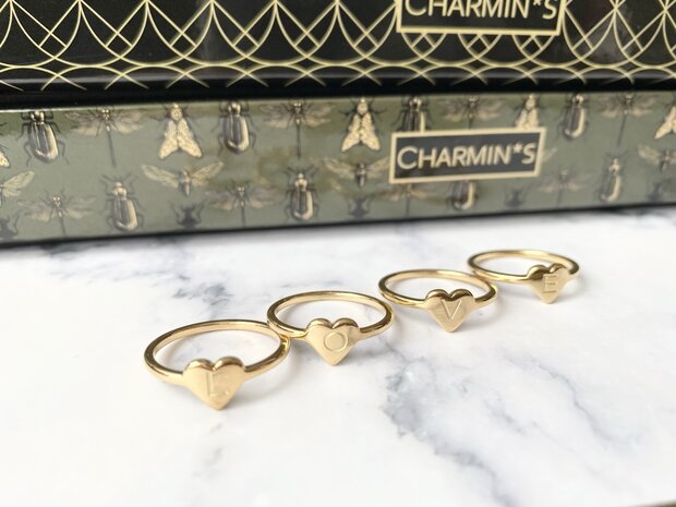 Charmins Golden heart Letter A