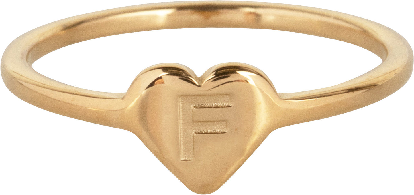 Gouden heart Letter F